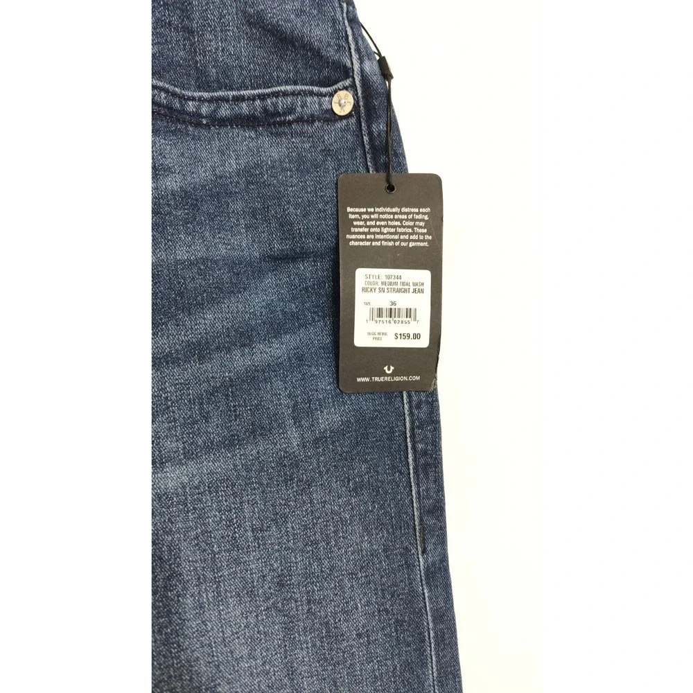 True Religion Ricky SN Relaxed Straight Jeans 107344 Men's Pants sz 36/34 New